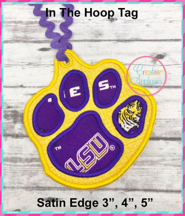 In The Hoop Paw Print Tag Embroidery Design