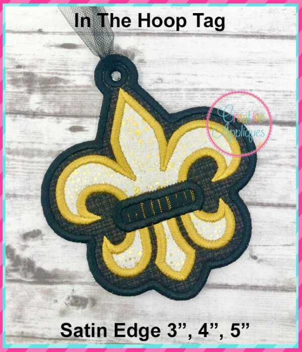 In The Hoop Fleur De Lis Tag Embroidery Design