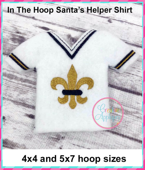 In The Hoop Fleur De Lis Santa's Helper Jersey Design