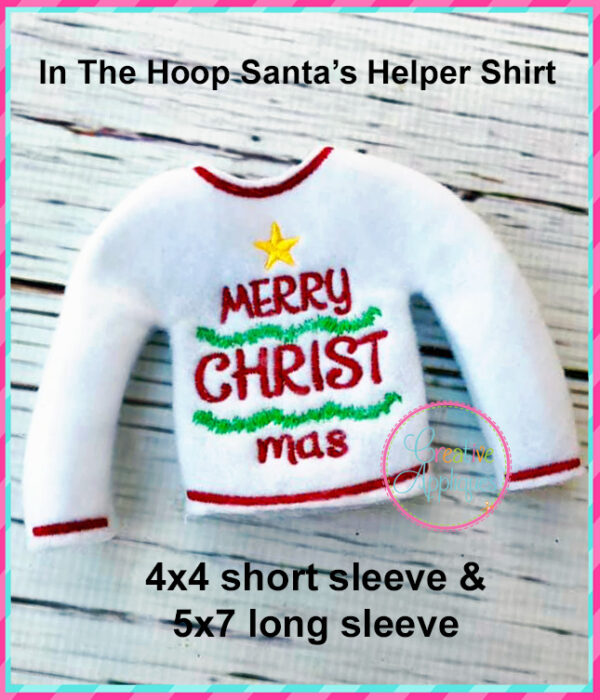 In The Hoop Merry Christmas Santa's Helper Shirt Design