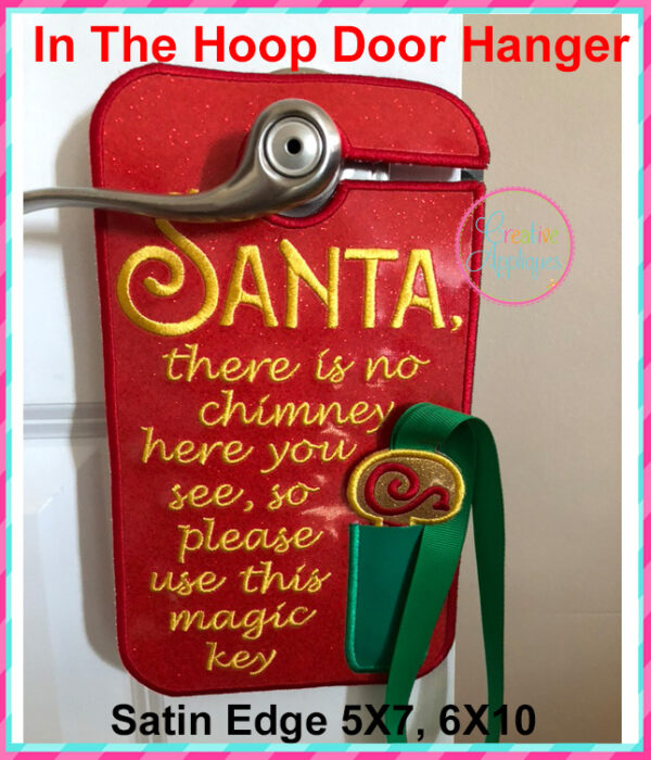 In The Hoop Santa Key Door Hanger Embroidery Design - Image 3