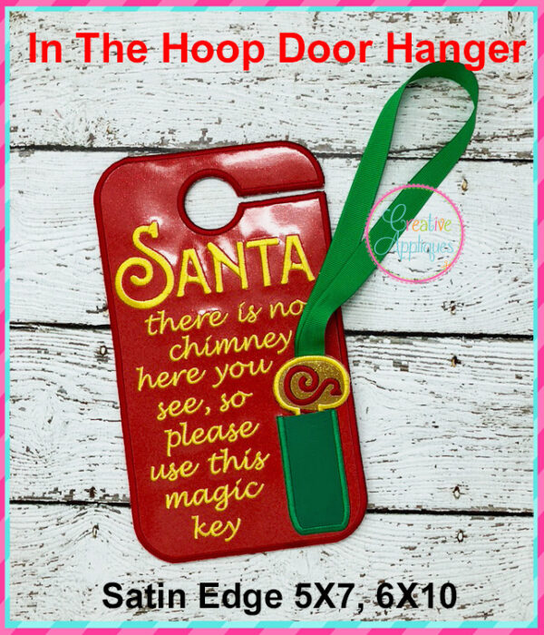 In The Hoop Santa Key Door Hanger Embroidery Design - Image 4