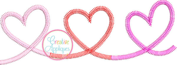 Zigzag Stitch Hearts Applique Design - Image 2