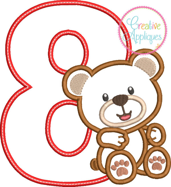 Boy Bear 8 Applique Design - Image 2