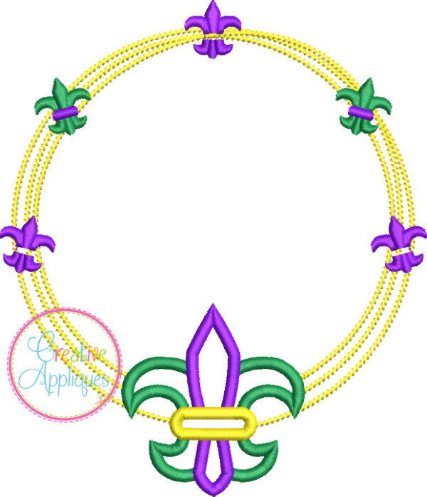 Fleur De Lis Scribble Frame Applique Design - Image 2