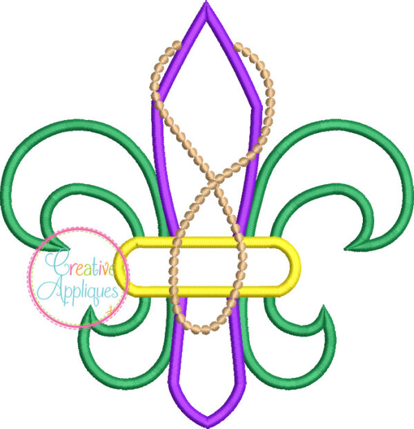 Fleur De Lis with Beads Applique Design - Image 2