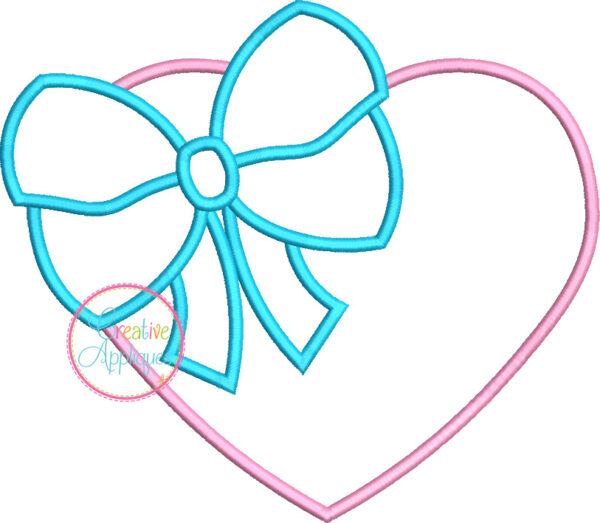 Heart Big Bow Applique Design - Image 2