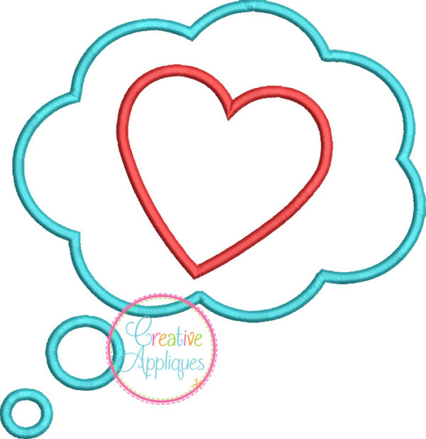 Heart Thought Bubble Applique Design - Image 2