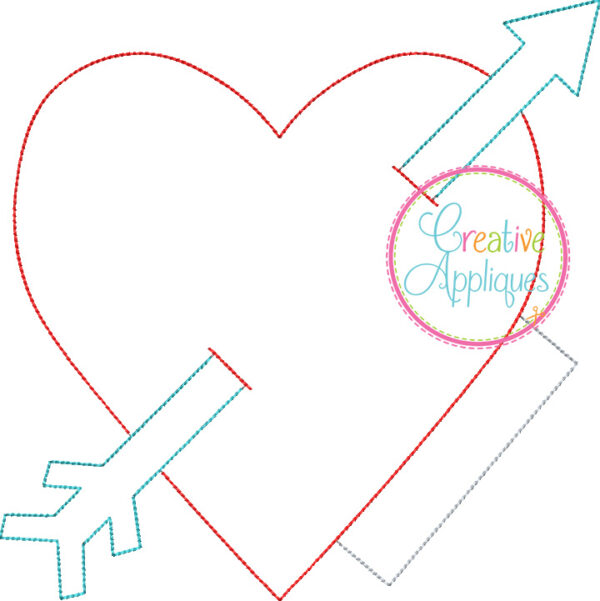 Bean Stitch Heart Arrow Frame Applique Design - Image 3