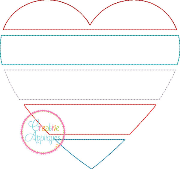 Bean Stitch Heart Slats Applique Design - Image 2