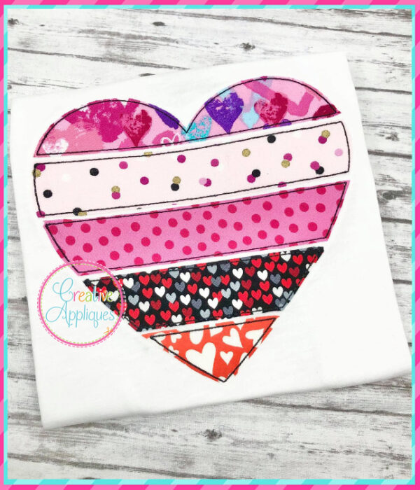 Bean Stitch Heart Slats Applique Design - Image 3