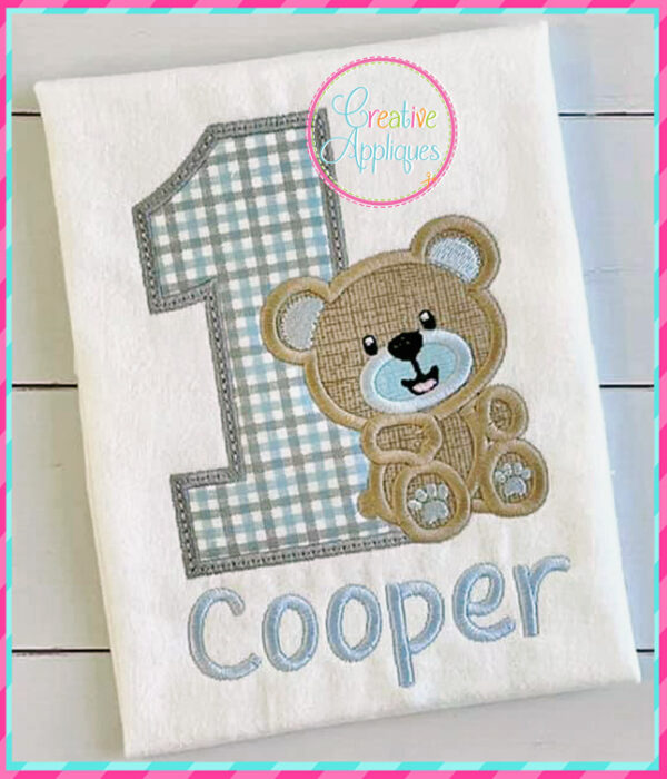 Boy Bear 1 Applique Design - Image 2