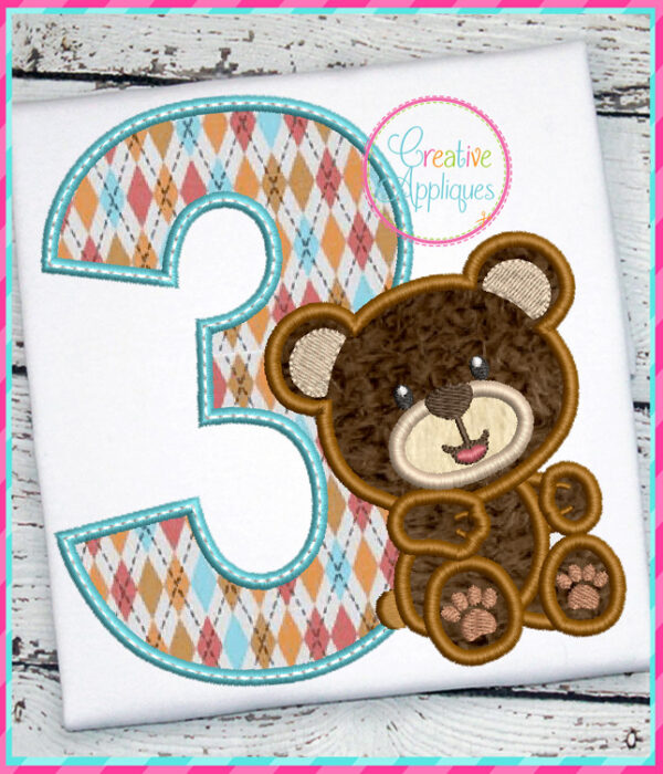 Boy Bear 3 Applique Design