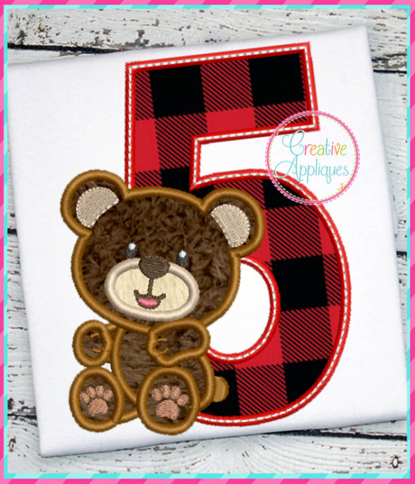 Boy Bear 5 Applique Design