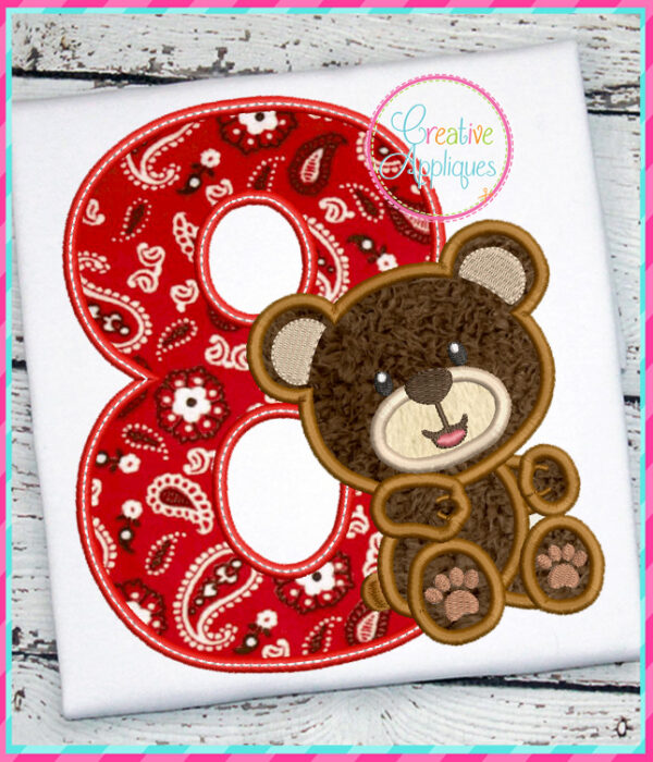 Boy Bear 8 Applique Design