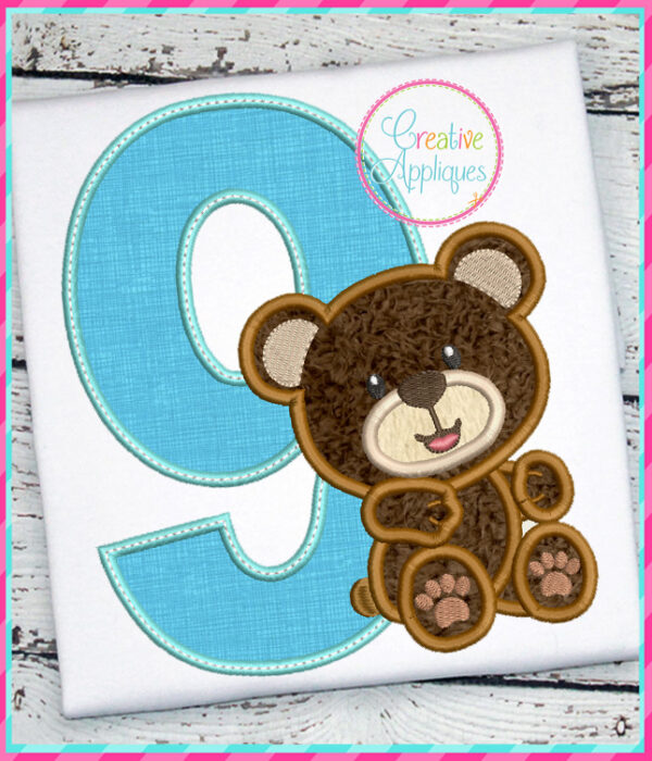 Boy Bear Numbers Applique Design Set - Image 10