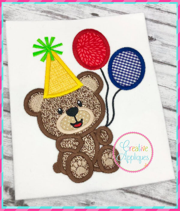 Boy Birthday Bear Applique Design