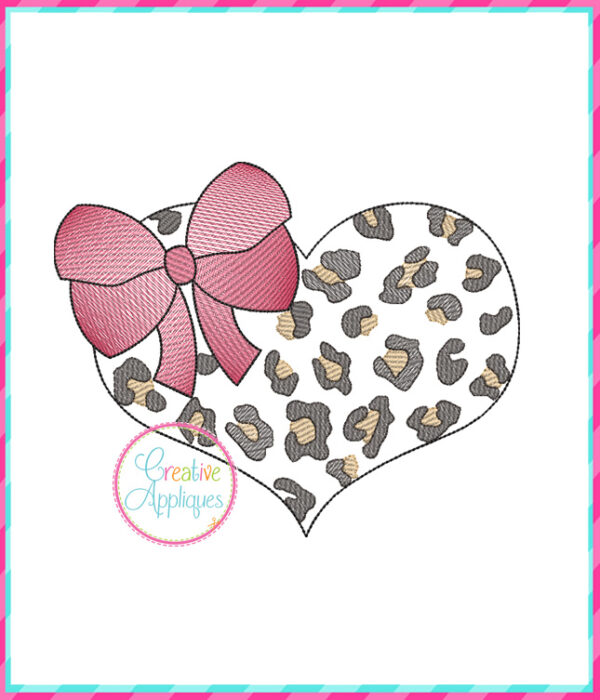 Sketch Stitch Cheetah Heart Embroidery Design - Image 2