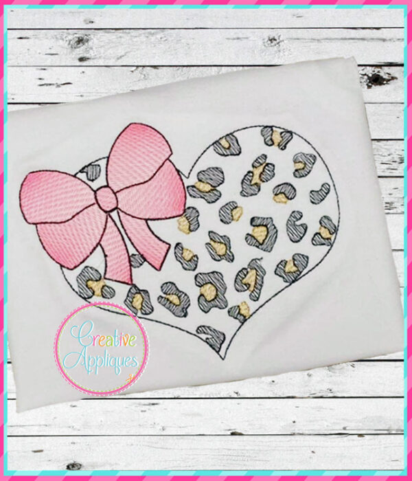 Sketch Stitch Cheetah Heart Embroidery Design - Image 3