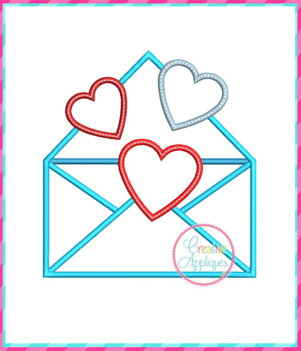 Envelope Hearts Applique Design - Image 2