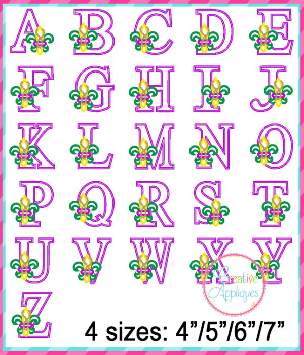 Fleur De Lis Alphabet Applique Design Set - Image 2