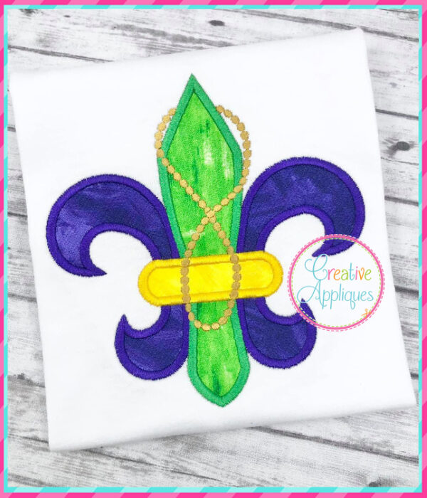 Fleur De Lis with Beads Applique Design