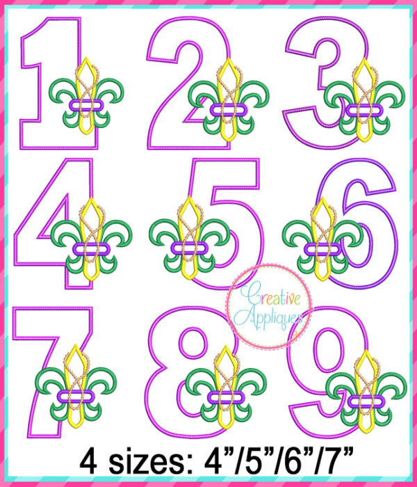 Fleur De Lis Numbers Applique Design Set - Image 2