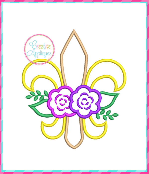 Fleur De Lis Flowers Applique Design - Image 2