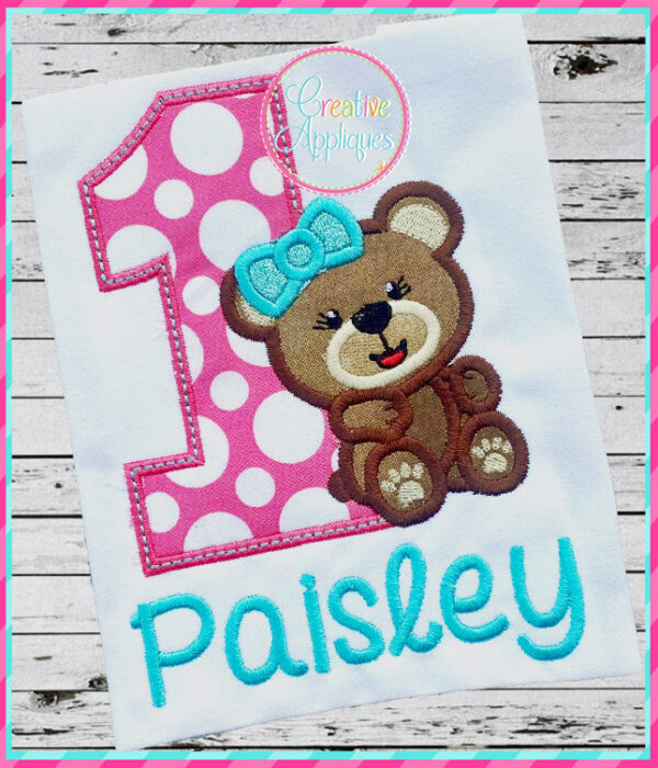 Girl Bear 1 Applique Design