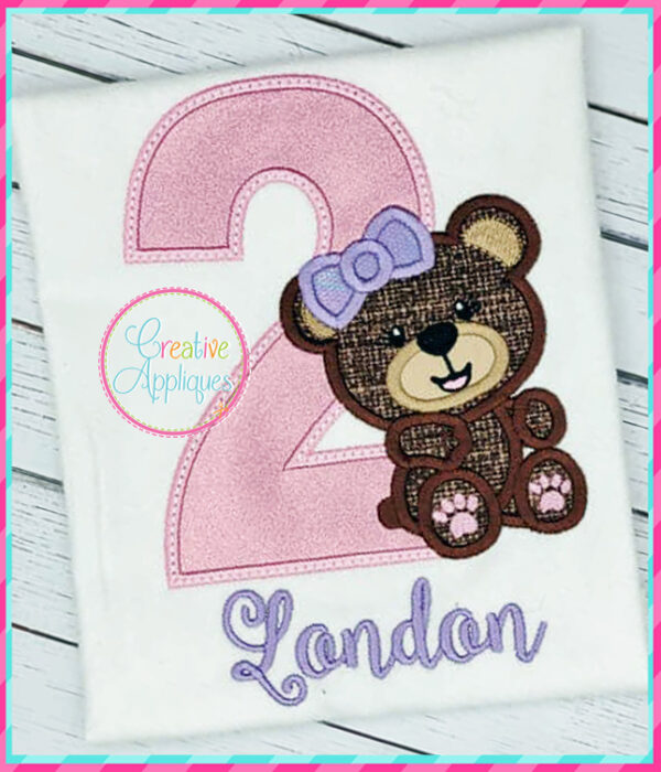 Girl Bear 2 Applique Design