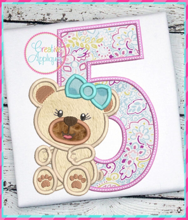 Girl Bear 5 Applique Design