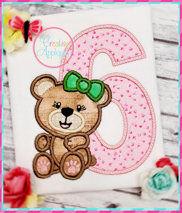 Girl Bear 6 Applique Design