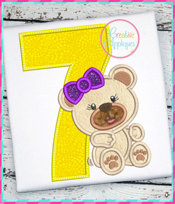 Girl Bear 7 Applique Design