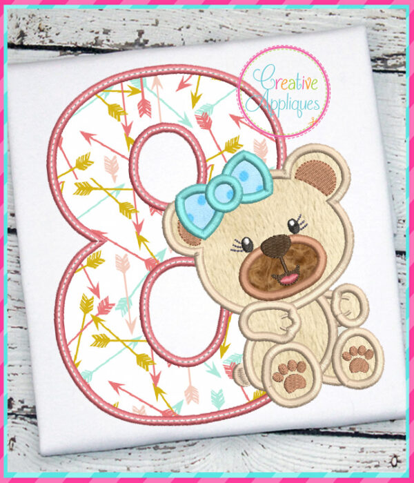 Girl Bear 8 Applique Design