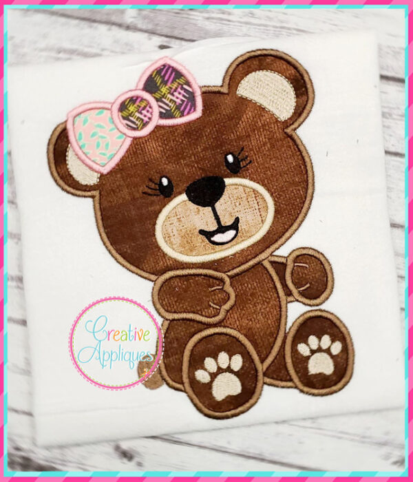 Girl Bear Applique Design