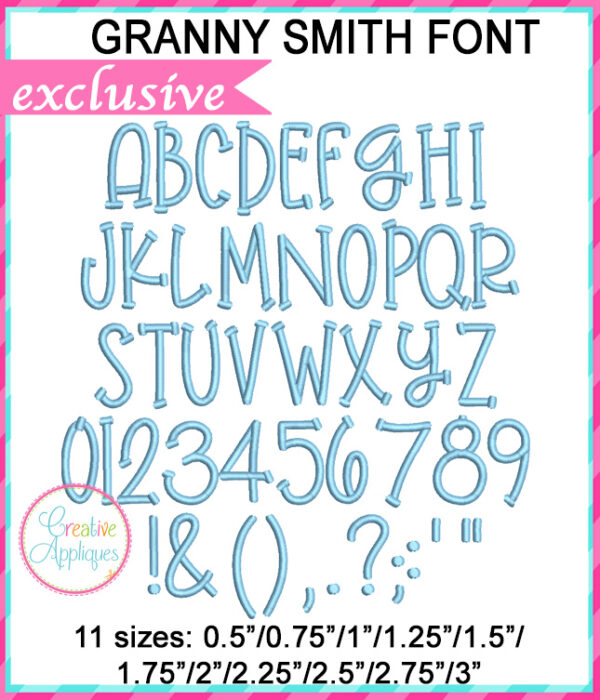 Granny Smith Embroidery Font - Image 2