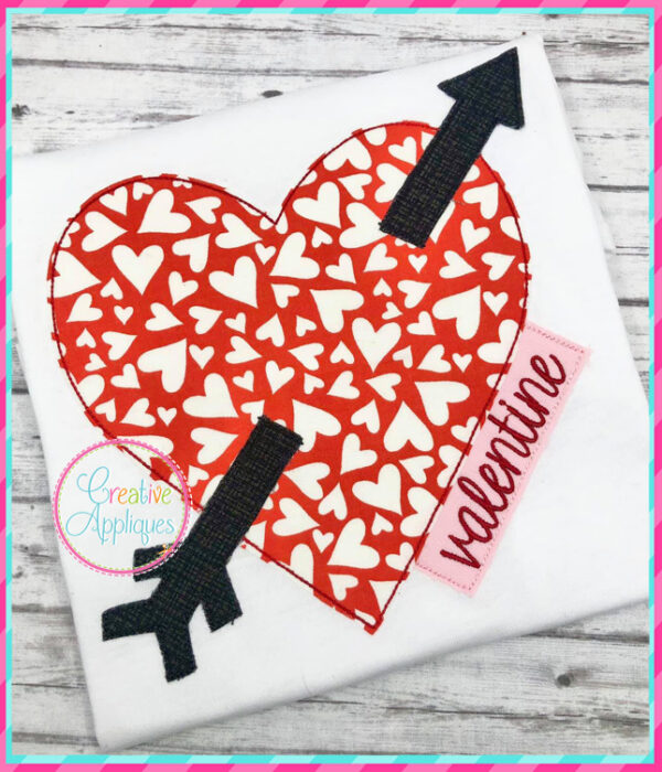 Bean Stitch Heart Arrow Frame Applique Design - Image 2