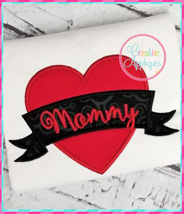 Heart Banner Applique Design