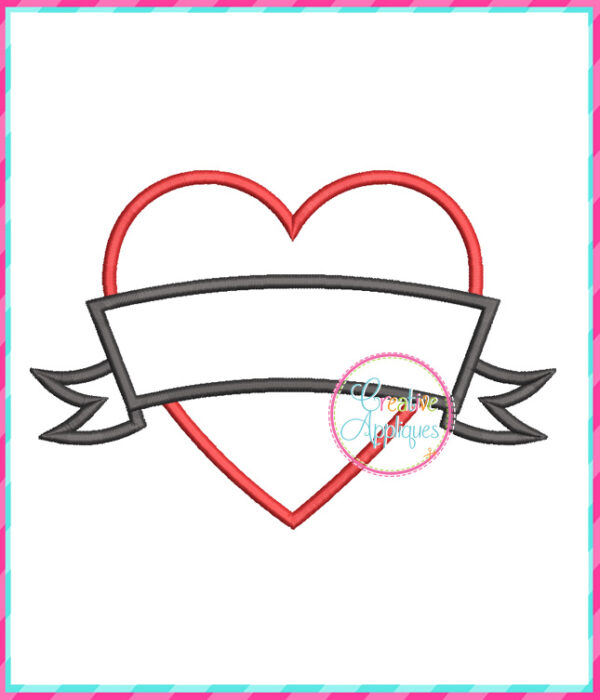 Heart Banner Applique Design - Image 2