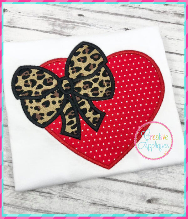 Heart Big Bow Applique Design