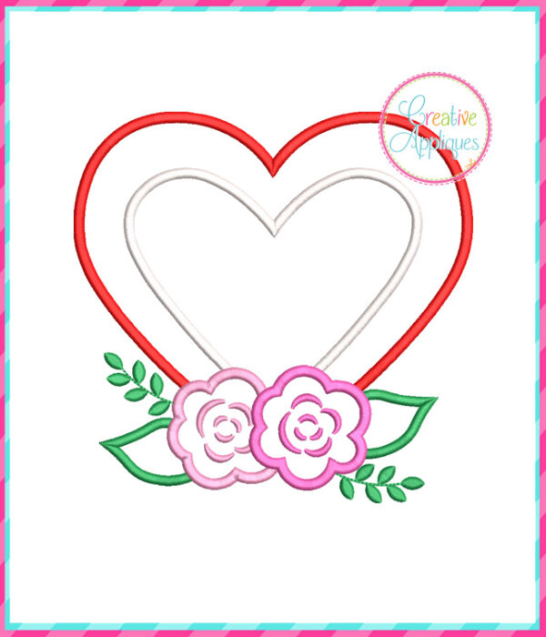 Heart Flowers Applique Design - Image 2