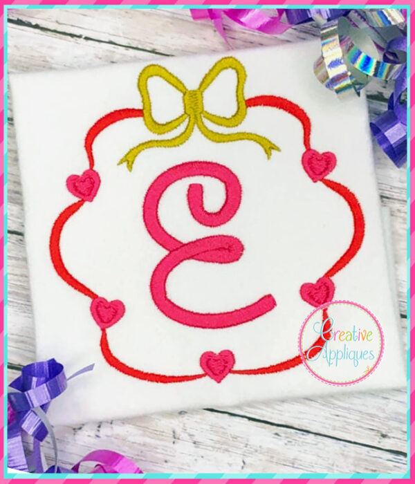 Hearts On Bow Frame Embroidery Design - Image 2