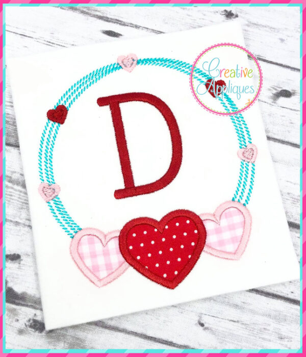 Hearts Scribble Frame Applique Design