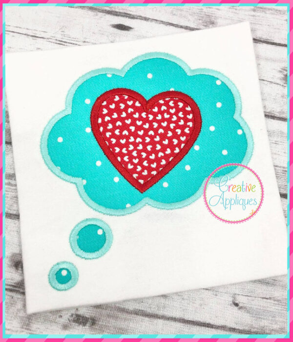 Heart Thought Bubble Applique Design