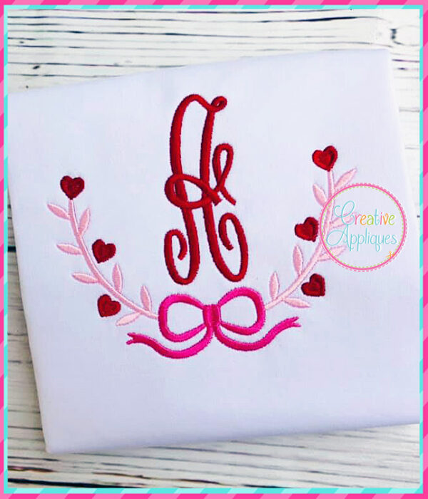 Hearts Bow Swag Embroidery Design - Image 2