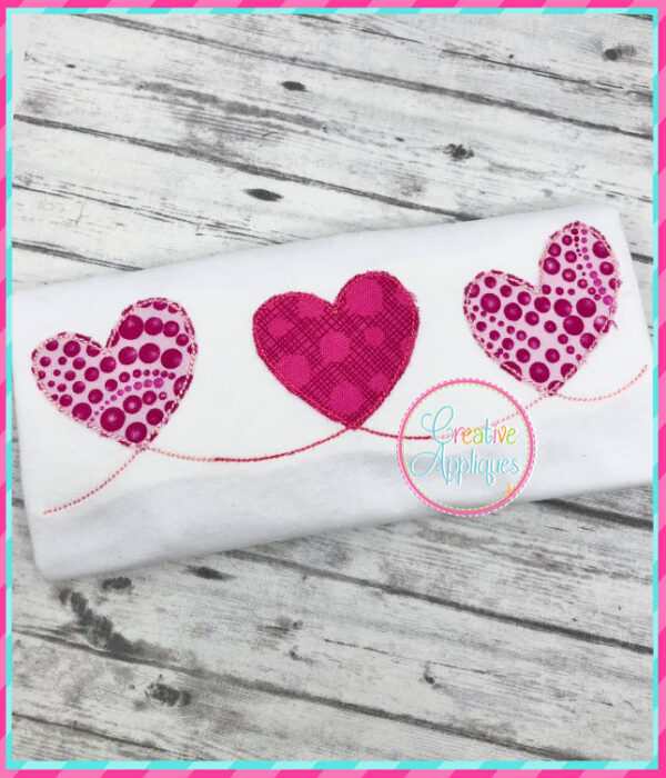 Bean Stitch Hearts Applique Design