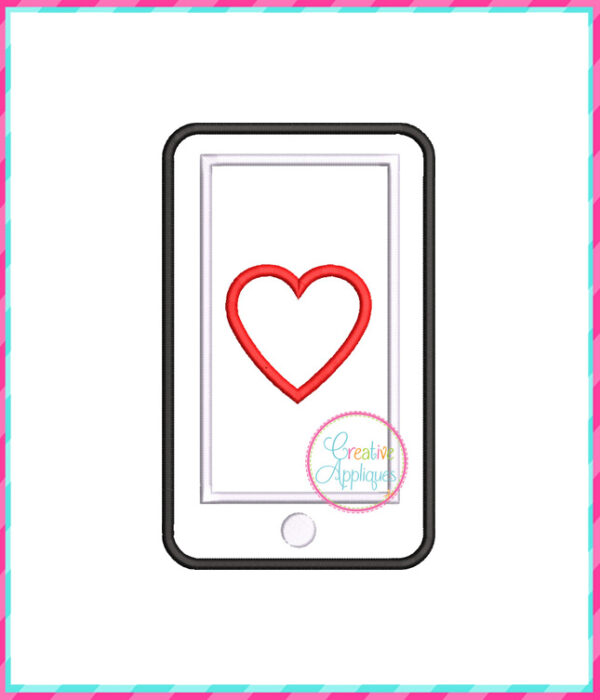 Phone Heart Applique Design - Image 2