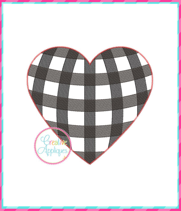 Sketch Stitch Plaid Heart Embroidery Design - Image 2