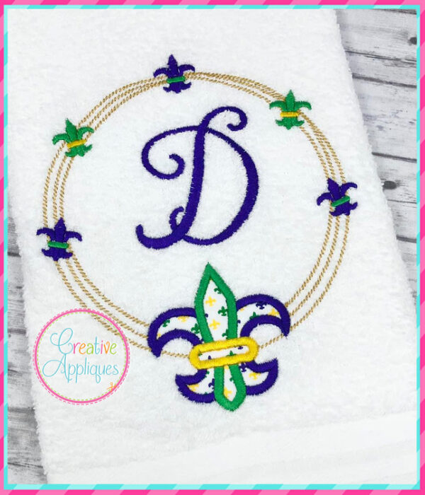 Fleur De Lis Scribble Frame Applique Design