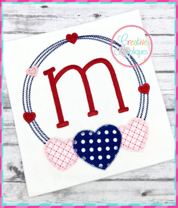 Zigzag Stitch Hearts Scribble Frame Applique Design